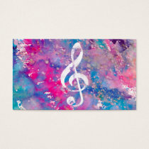 Pink Blue Watercolor Paint Music Note Treble Clef
