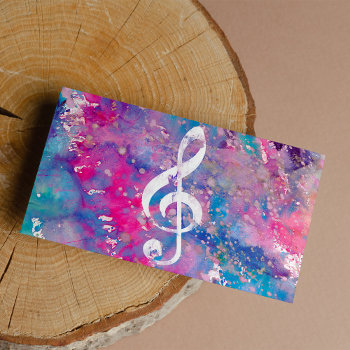Pink Blue Watercolor Paint Music Note Treble Clef by kicksdesign at Zazzle