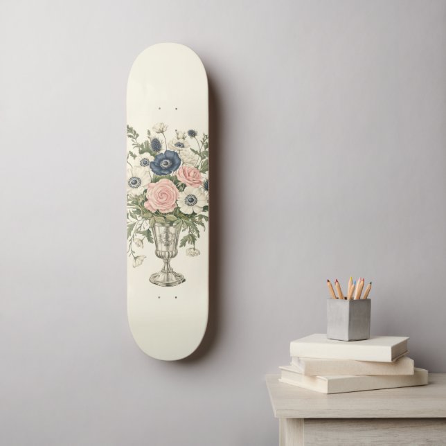 Pink Blue Watercolor Paint Music Note Treble Clef Skateboard (Wall Art)