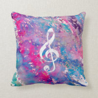 Pink Blue Watercolor Paint Music Note Treble Clef