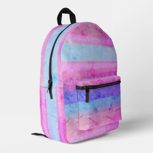 Pink Blue Watercolor Paint on Stone Printed Backpack