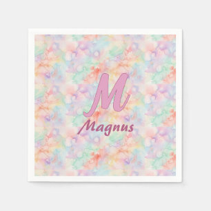 pink blue watercolor pastel monogram name letter c napkins