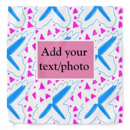 Pink blue watercolor pattern add name text custom bandana
