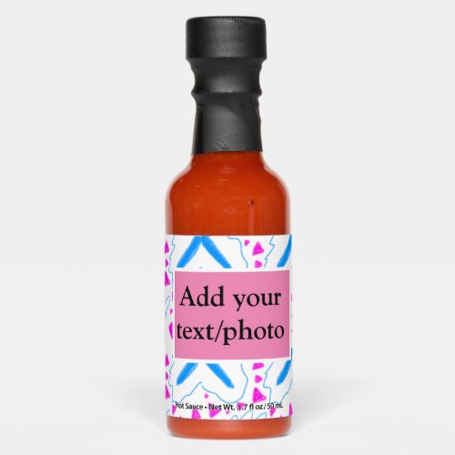 Pink blue watercolor pattern add name text custom hot sauces