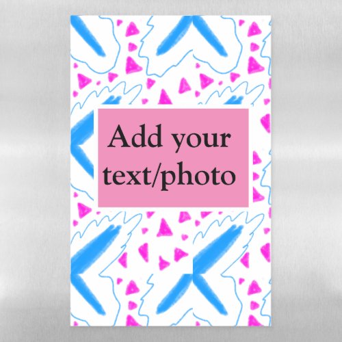 Pink blue watercolor pattern add name text custom magnetic dry erase sheet