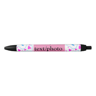 Pink blue watercolor pattern add name text custom pen