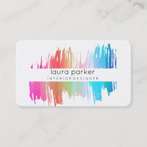 Pink Blue Watercolor Splatter Abstract Modern Business Card