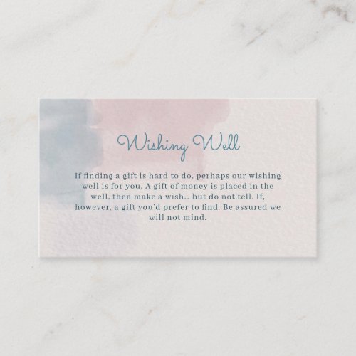 Pink Blue Watercolor Wishing Well Enclosure Card