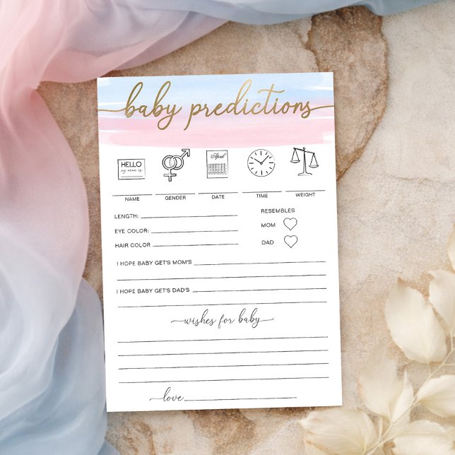 Pink Blue Watercolour Baby Predictions Game (Creator Uploaded)