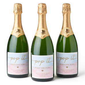 Pink Blue Watercolour Baby Shower Sparkling Wine L Label