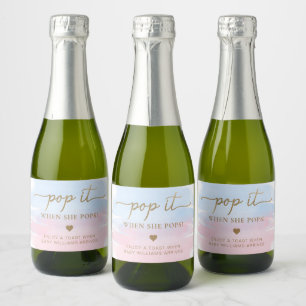 Pink Blue Watercolour Baby Shower Sparkling Wine L Sparkling Wine Label