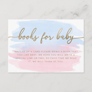 Pink Blue Watercolour Books Request Insert Card