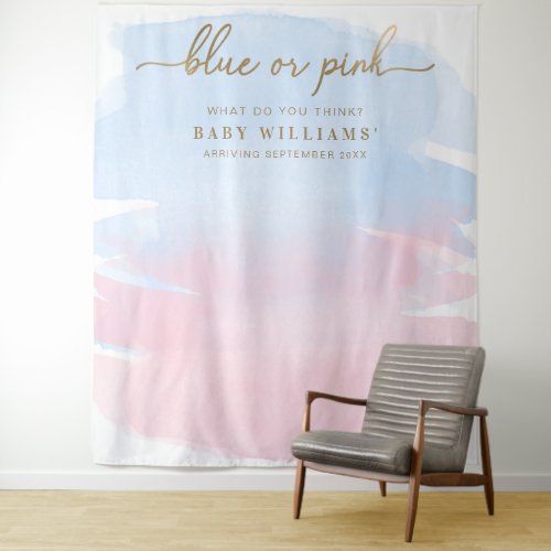 Pink Blue Watercolour Gender Reveal Backdrop