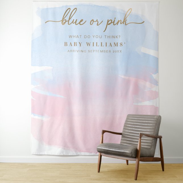 Pink Blue Watercolour Gender Reveal Backdrop (In Situ)