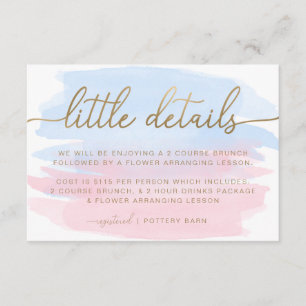 Pink Blue Watercolour Little Details Insert Card
