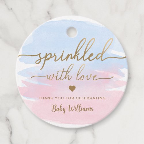 Pink Blue Watercolour Sprinkled With Love Favor Tags