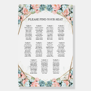 Pink Blue Wedding Find Your Seat Seating Chart Foam Board