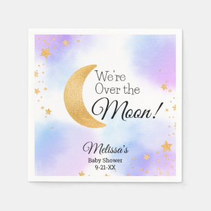 Pink Blue We're Over the Moon Neutral Baby Shower Napkins