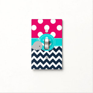 Pink Blue Whale Anchor Light Switch Cover