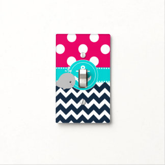 Pink Blue Whale Anchor Light Switch Cover