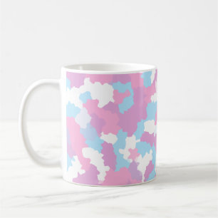 Pink Blue White Camo Abstract Coffee Mug