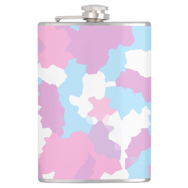 Pink Blue White Camo Abstract Flask (Front)