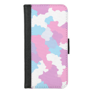 Pink Blue White Camo Abstract iPhone 8/7 Wallet Case