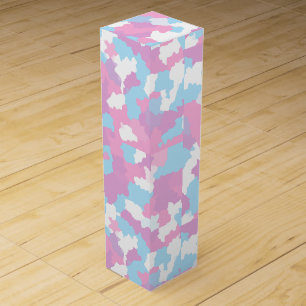Pink Blue White Camo Abstract Wine Box