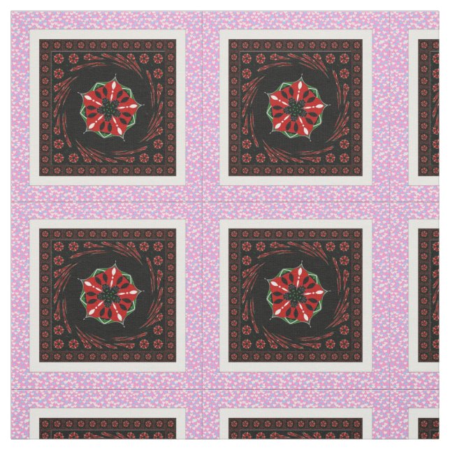 Pink Blue White Hearts of Love combed cotton Fabric (Swatch)