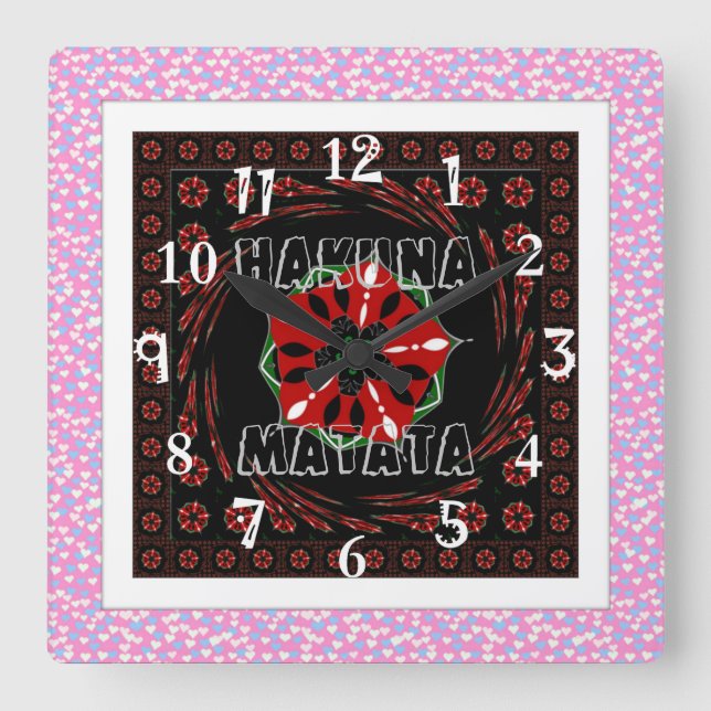 Pink Blue White Hearts of Love Square Wall Clock (Front)
