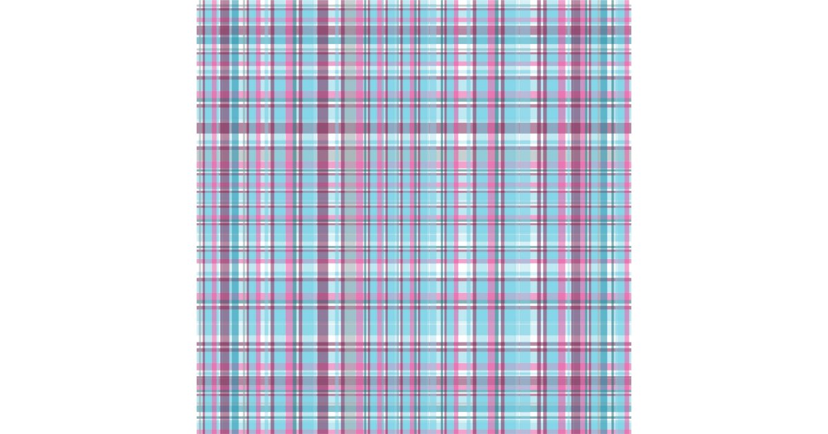 Light Blue, Pink and White Plaid Fabric