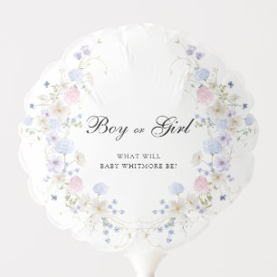 Pink & Blue Wildflower Boy or Girl Gender Reveal Balloon