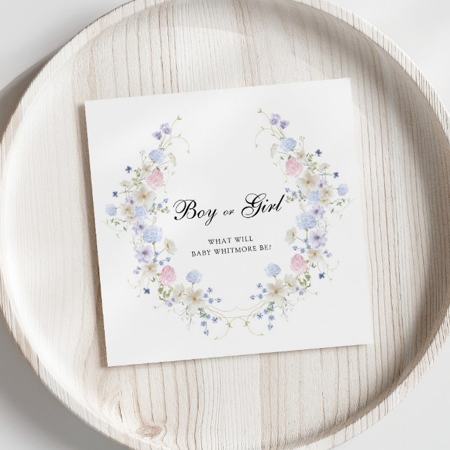 Pink & Blue Wildflower Boy or Girl Gender Reveal Napkins (Creator Uploaded)
