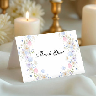 Pink & Blue Wildflower Gender Reveal Letterpress Thank You Card