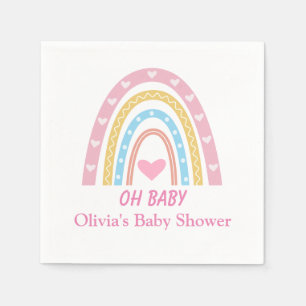 Pink Blue Yellow Boho Rainbow Oh Baby Shower  Napkins