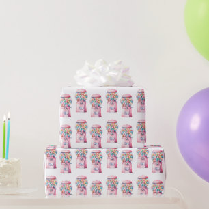 Pink Blue Yellow Bubble Gum Birthday Wrapping Paper