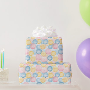 Pink Blue Yellow Bubble Gum Birthday Wrapping Paper