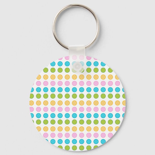 Pink blue yellow button pattern accessories trendy keychain (Front)