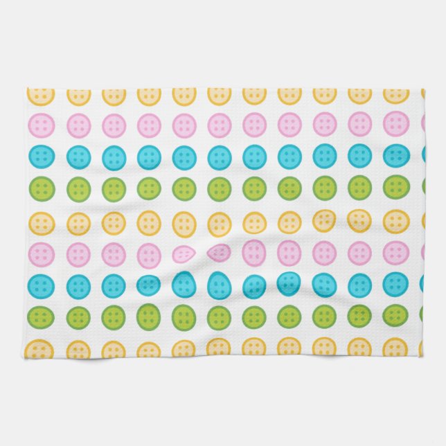 Pink blue yellow button pattern accessories trendy kitchen towel (Horizontal)