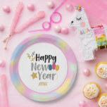 Pink, Blue Yellow Clouds New Year Party Supplies  Paper Plates