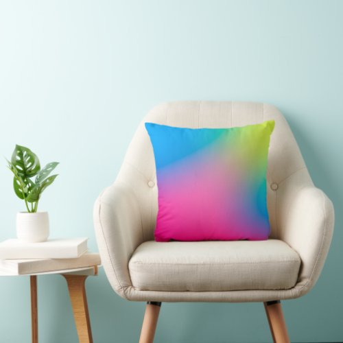 Pink Blue Yellow Colorful Rainbow Gradient Throw Pillow