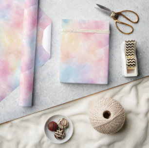 Pink Blue Yellow Cotton Candy Birthday Wrapping Paper