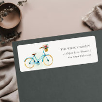 Pink Blue Yellow Floral Bike We have Moved Address Label