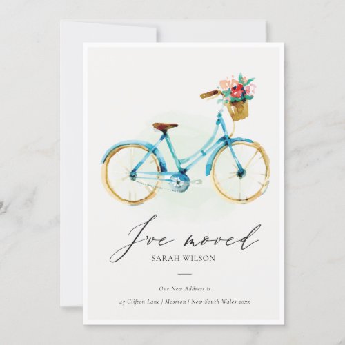 Pink Blue Yellow Floral Cycle I have Moved Card