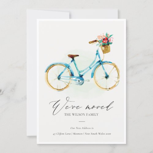 Pink Blue Yellow Floral Cycle We have Moved Card