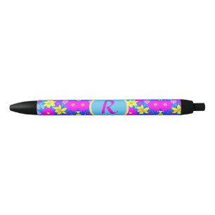 Pink blue yellow flower pattern background add nam pen