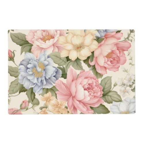 Pink Blue Yellow Flowers Placemat