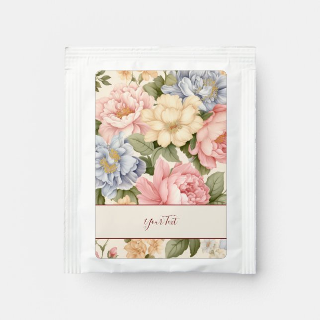 Pink Blue Yellow Flowers Tea Bag Drink Mix (Front)