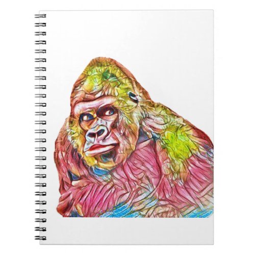 Pink Blue Yellow Gorilla Painting Notebook