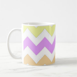 pink, blue, yellow pastel color zigzag strips coffee mug